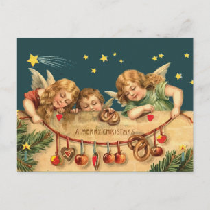 Vintage kerstkerstengelse Briefkaart