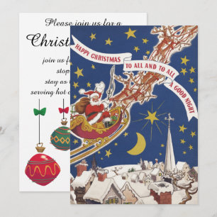 Vintage kerstkerstkerstbedekking in Sleigh Invitat Kaart