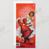 Vintage kerstkerstkerstdansen met vrouwen feestdagenkaart (Voorkant / Achterkant)