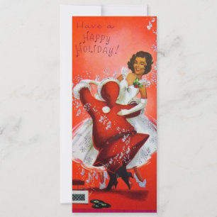 Vintage kerstkerstkerstdansen met vrouwen feestdagenkaart