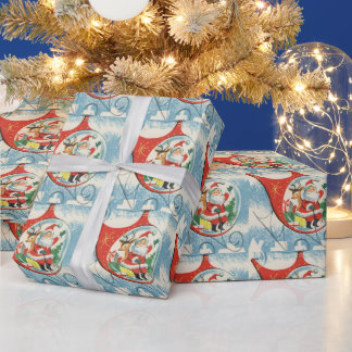Vintage Kerstkerstkersthelikopter Cadeaupapier
