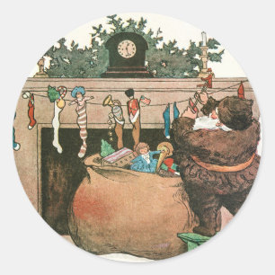 Vintage kerstkerstkerstkerstbedekking en cadeauvak ronde sticker