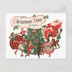Vintage kerstkerstkerstkerstbedekking en danskinde feestdagenkaart