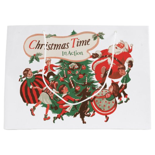 Vintage kerstkerstkerstkerstbedekking en danskinde groot cadeauzakje (Voorkant)