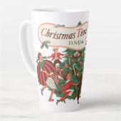 Vintage kerstkerstkerstkerstbedekking en danskinde latte mok (Linkerhoek)