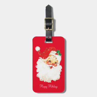 Vintage kerstkerstkerstkerstbedekking op rood bagagelabel