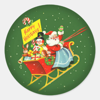 Vintage kerstkerstkerstkerstkerstbedekking uit 194 ronde sticker