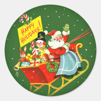 Vintage kerstkerstkerstkerstkerstbedekking uit 194 ronde sticker