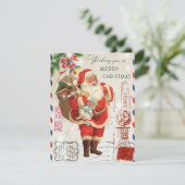 Vintage kerstkerstkerstkerstkerstkerstkerstfeestje feestdagenkaart (Staand voorkant)