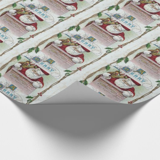 Vintage kerstkerstkerstkerstkerstkerstkerstkerstke cadeaupapier (Hoek)