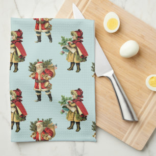 Vintage kerstkerstkerstkerstkerstman Cute Girl Blu Theedoek