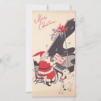 Vintage kerstkerstkerstkerstkerstman die piano spe feestdagenkaart