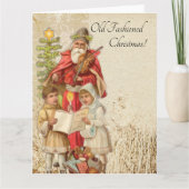 Vintage kerstkerstkerstkerstkerstman die Violin Ki Kaart (Voorkant)