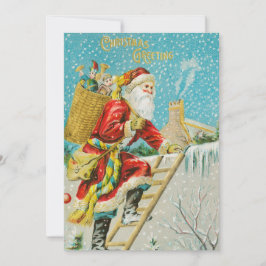 Vintage kerstkerstkerstkerstkerstman en gifst Wint Feestdagenkaart