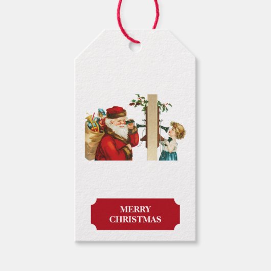 Vintage kerstkerstkerstkerstkerstman en Labels met Cadeaulabel (Voorkant)