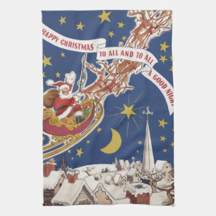 Vintage kerstkerstkerstkerstkerstman met vliegende theedoek