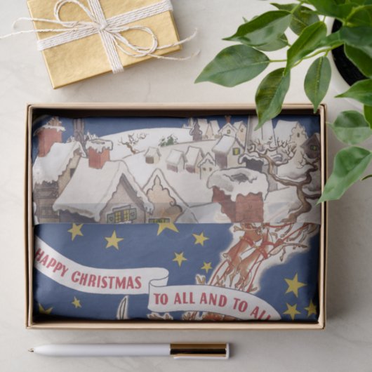 Vintage kerstkerstkerstkerstkerstman met vliegende tissuepapier (Geschenk)