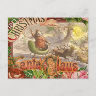 Vintage kerstkerstkerstkerstkerstman Slaapes Feestdagenkaart