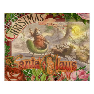 Vintage kerstkerstkerstkerstkerstman Slaapes Perfect Poster