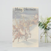 Vintage kerstkerstkerstkerstkerstman, Sleigh met r Briefpapier (Staand voorkant)
