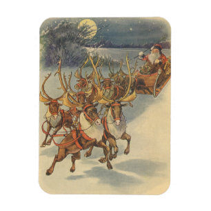 Vintage kerstkerstkerstkerstkerstman, Sleigh met r Magneet