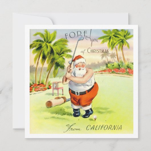 Vintage kerstkerstkerstkerstkerstmangolfing uit Ca Feestdagenkaart (Voorkant)