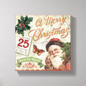 Vintage kerstkerstkerstkerstman canvas afdruk (Voorkant)