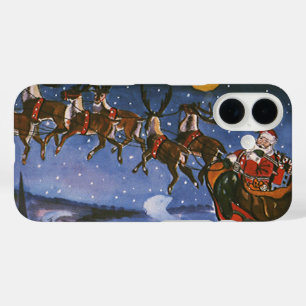 Vintage kerstkerstkerstkerstman die zijn buikdij v iPhone 16 hoesje