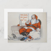 Vintage Kerstkerstkerstkerstman Enjoys Milk Feestdagenkaart (Voorkant / Achterkant)