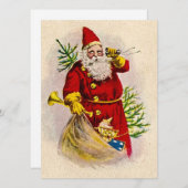 Vintage kerstkerstkerstkerstman feestdagenkaart (Voorkant / Achterkant)
