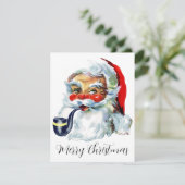 Vintage kerstkerstkerstkerstman feestdagenkaart (Staand voorkant)