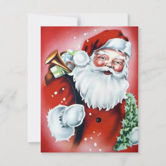 Vintage kerstkerstkerstkerstman feestdagenkaart (Voorkant)