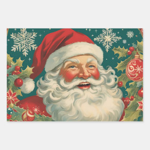 Vintage kerstkerstkerstkerstman inpakpapier vel
