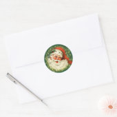 Vintage kerstkerstkerstkerstman ronde sticker (Envelop)