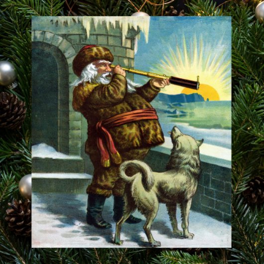 Vintage kerstkerstkerstkerstman Telescope Dog Suns Poster