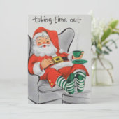 Vintage kerstkerstkerstman met Nap Feestdagenkaart (Staand voorkant)