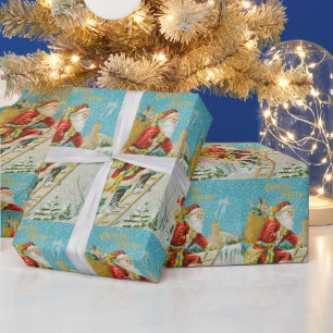 Vintage kerstkerstkerstmankerklei, verpakkingspapi cadeaupapier