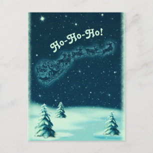 Vintage kerstkerstkerstman's Slaapse Winter Scene Briefkaart