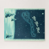 Vintage kerstkerstkerstman's Slaapse Winter Scene Legpuzzel (Horizontaal)