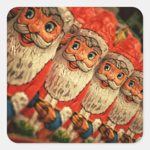 Vintage-kerstkerstkerstpapier Vierkante Sticker