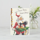 Vintage kerstkerstman — Bells Feestdagenkaart (Staand voorkant)