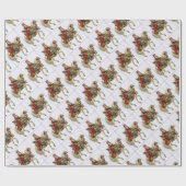 Vintage kerstkerstman op paard cadeaupapier (Vlak)