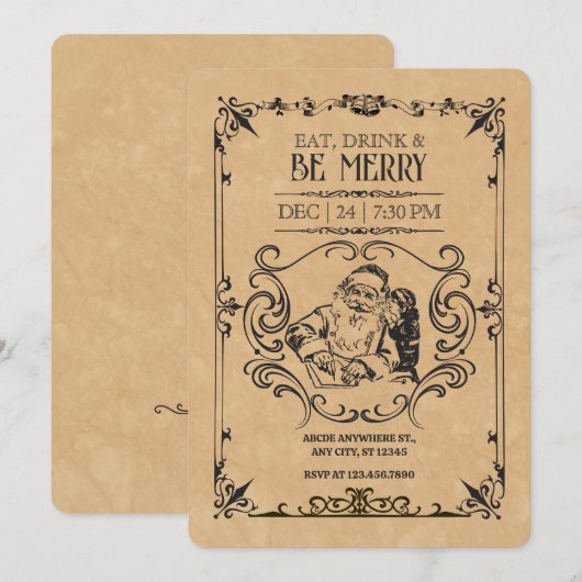 Vintage kerstkerstmankerklei kaart (Voorkant / Achterkant)