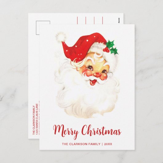 Vintage kerstkerstmis feestdagenkaart (Voorkant / Achterkant)