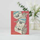 Vintage Kerstkerstwijn Dog Feestdagenkaart (Staand voorkant)