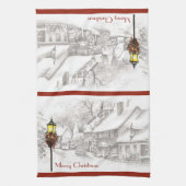 Vintage-kerstkeukenhanddoeken Theedoek (Verticaal)