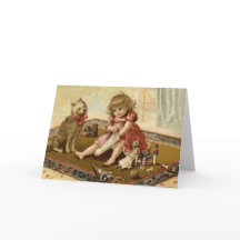 Vintage Kerstkind en hond