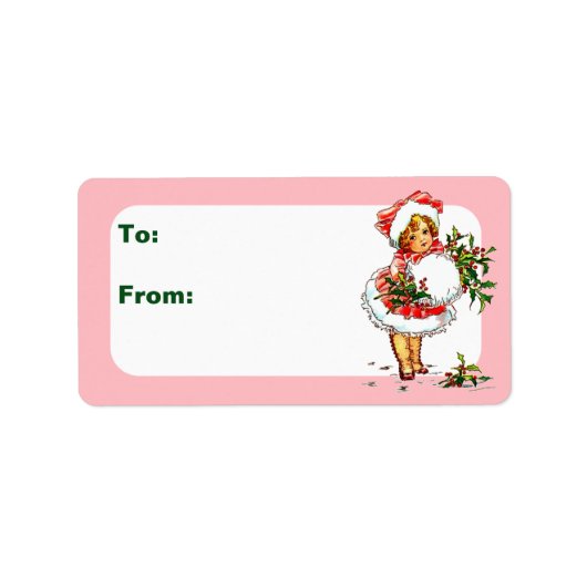 Vintage-kerstkind Etiket (Voorkant)
