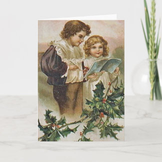 Vintage kerstkinderen feestdagen kaart