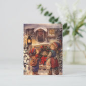 Vintage kerstkinderen feestdagenkaart (Staand voorkant)